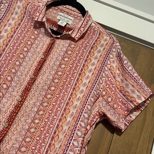 Rachel Zoe Linen Geometric Aztec Southwest Boho Crop Button Down Blouse Womens M